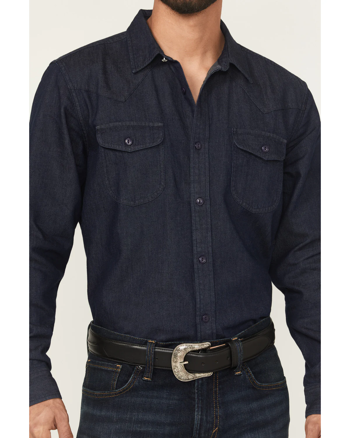 Cody James Black 1978™ Men's Mamba Dark Wash Denim Long Sleeve Button-Down Western Shirt - Image 3