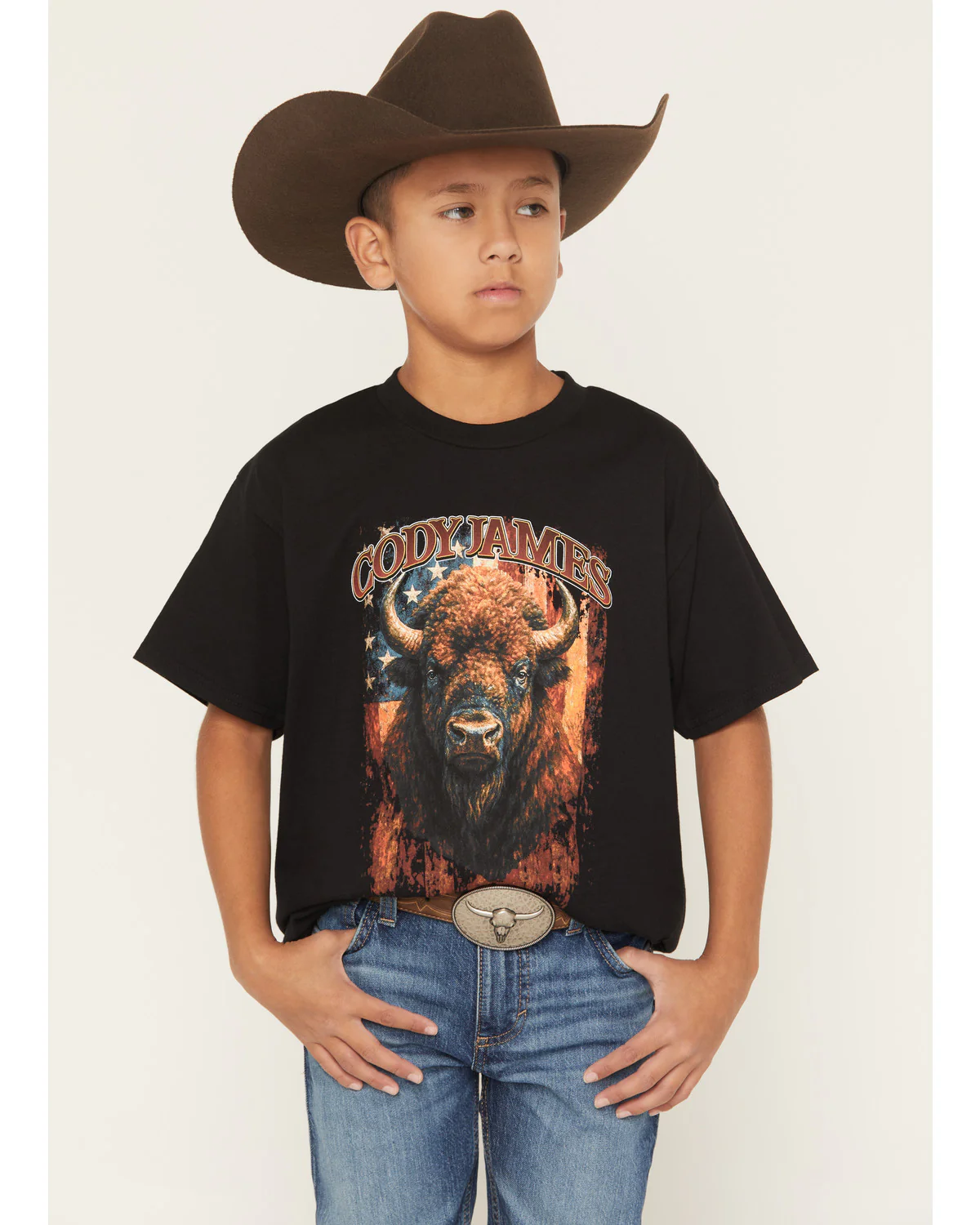 Cody James Boys' Americana Bull Short Sleeve Graphic T-Shirt