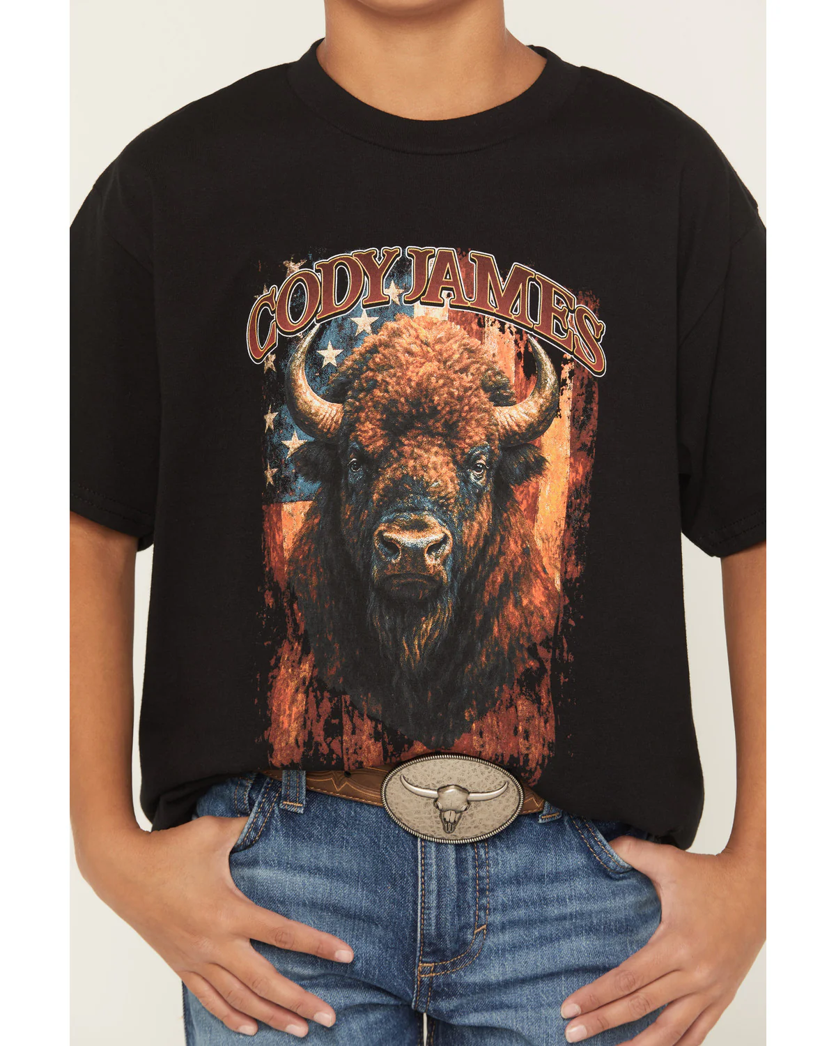 Cody James Boys' Americana Bull Short Sleeve Graphic T-Shirt - Image 3