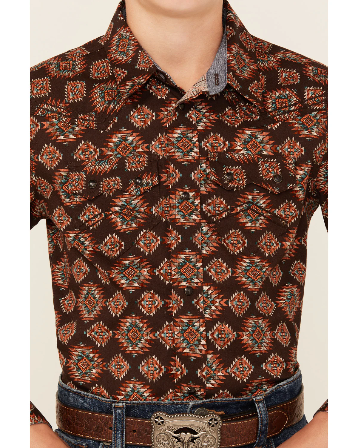Cody James Boys' Bite The Bullet Southwestern Print Snap Western Shirt - Image 3