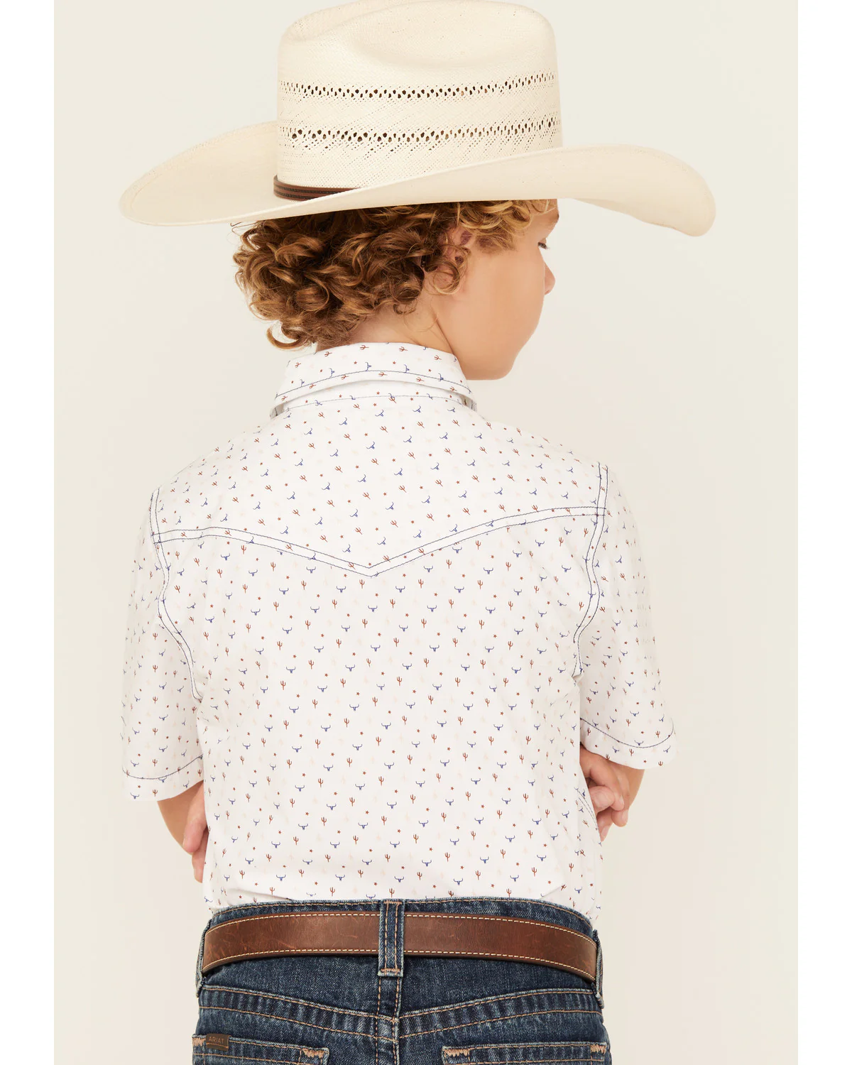 Cody James Boys' Bull Cactus Print Short Sleeve Snap Western Shirt - Image 4