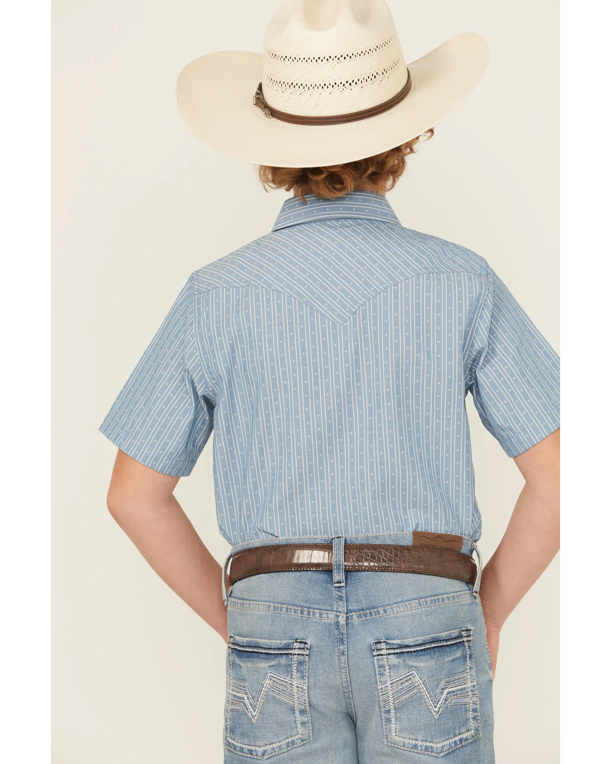 Cody James Boys' Cowboy Way Striped Print Short Sleeve Snap Western Shirt - Image 4