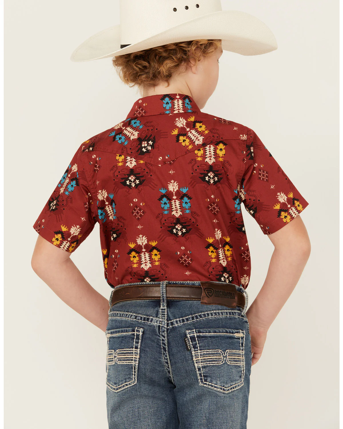 Cody James Boys' Firewater Southwestern Print Short Sleeve Snap Western Shirt - Image 4