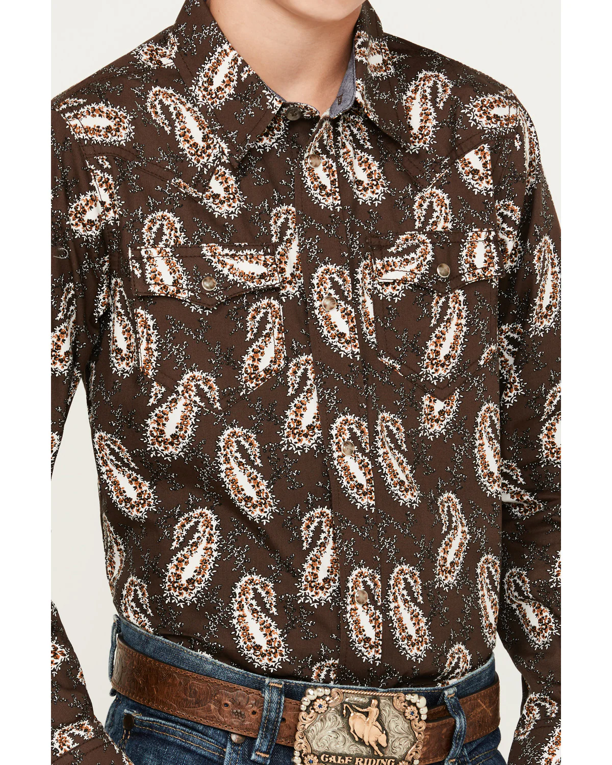 Cody James Boys' Flea Market Paisley Print Long Sleeve Snap Western Shirt - Image 3