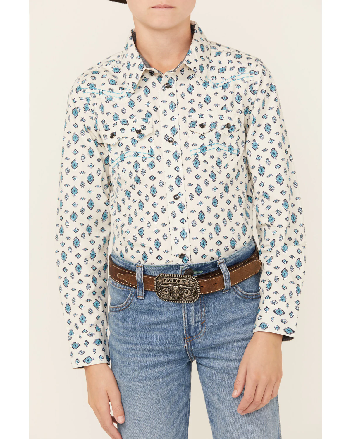 Cody James Boys' Geo Print Long Sleeve Snap Western Shirt - Image 2