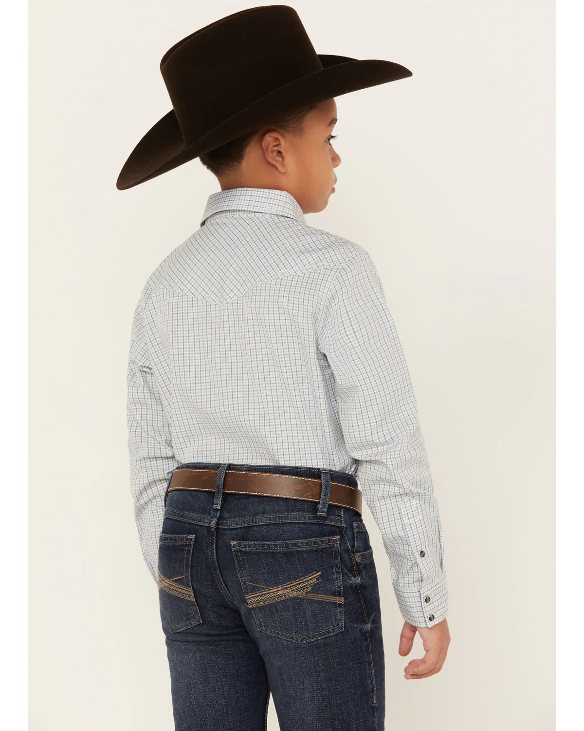 Cody James Boys' Hoof Grid Print Long Sleeve Snap Western Shirt - Image 4