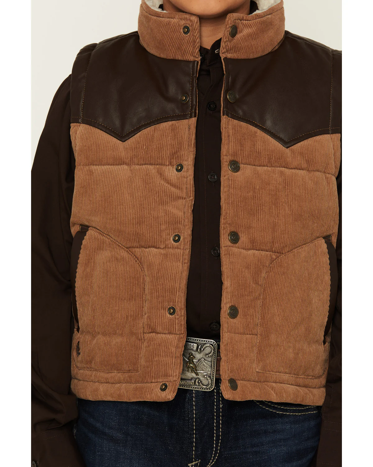 Cody James Boys' Lonoke Corduroy Faux Leather Vest - Image 3