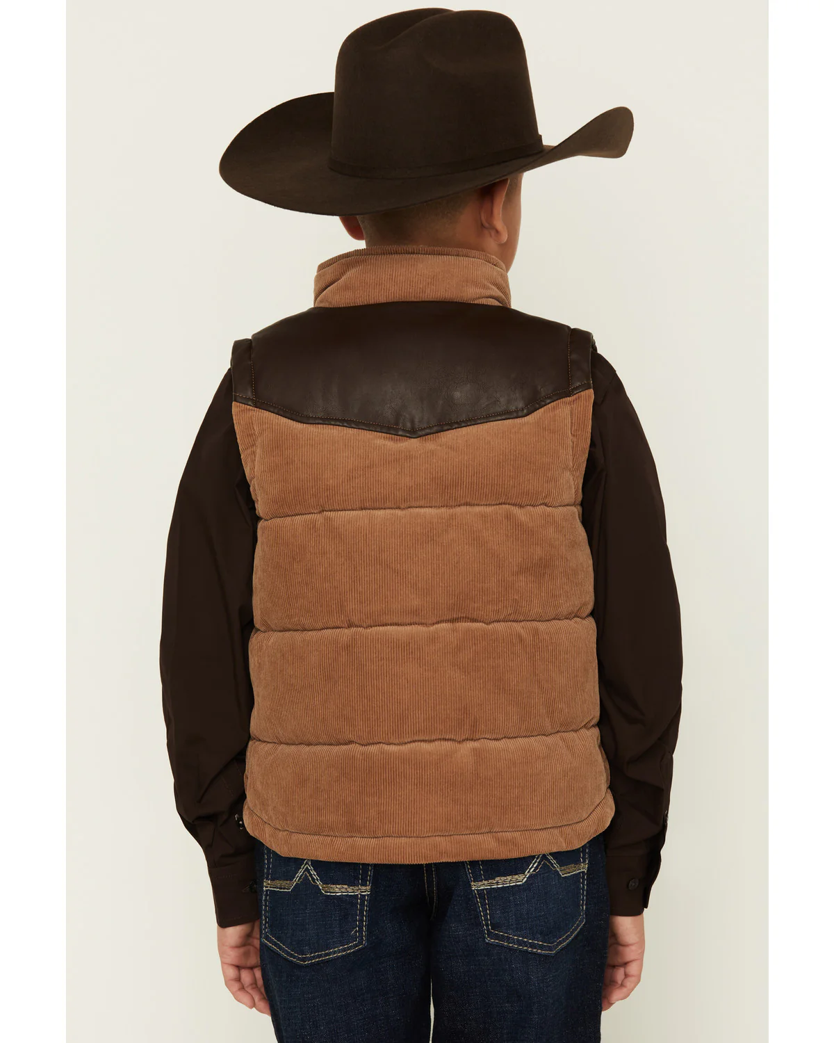 Cody James Boys' Lonoke Corduroy Faux Leather Vest - Image 4
