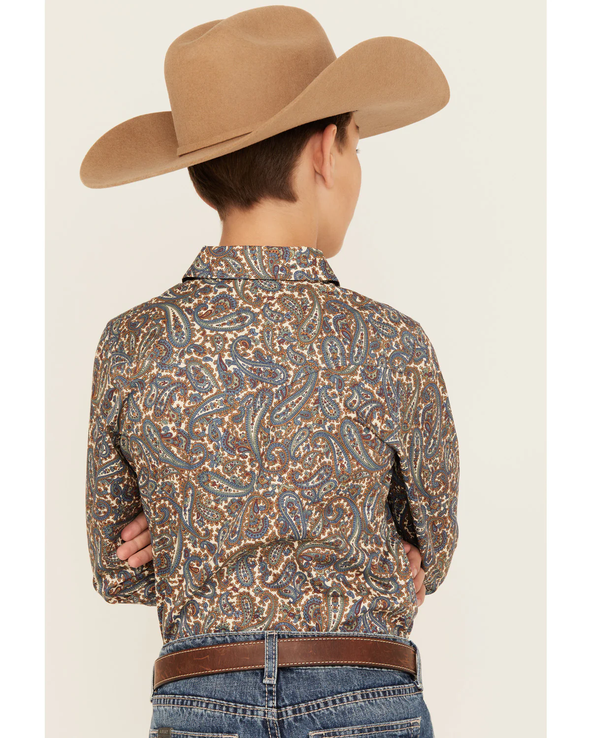Cody James Boys' Madera Paisley Print Long Sleeve Snap Western Shirt - Image 4