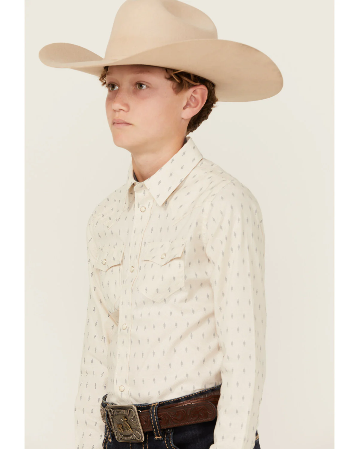 Cody James Boys' Mirage Geo Print Long Sleeve Snap Western Shirt - Image 2