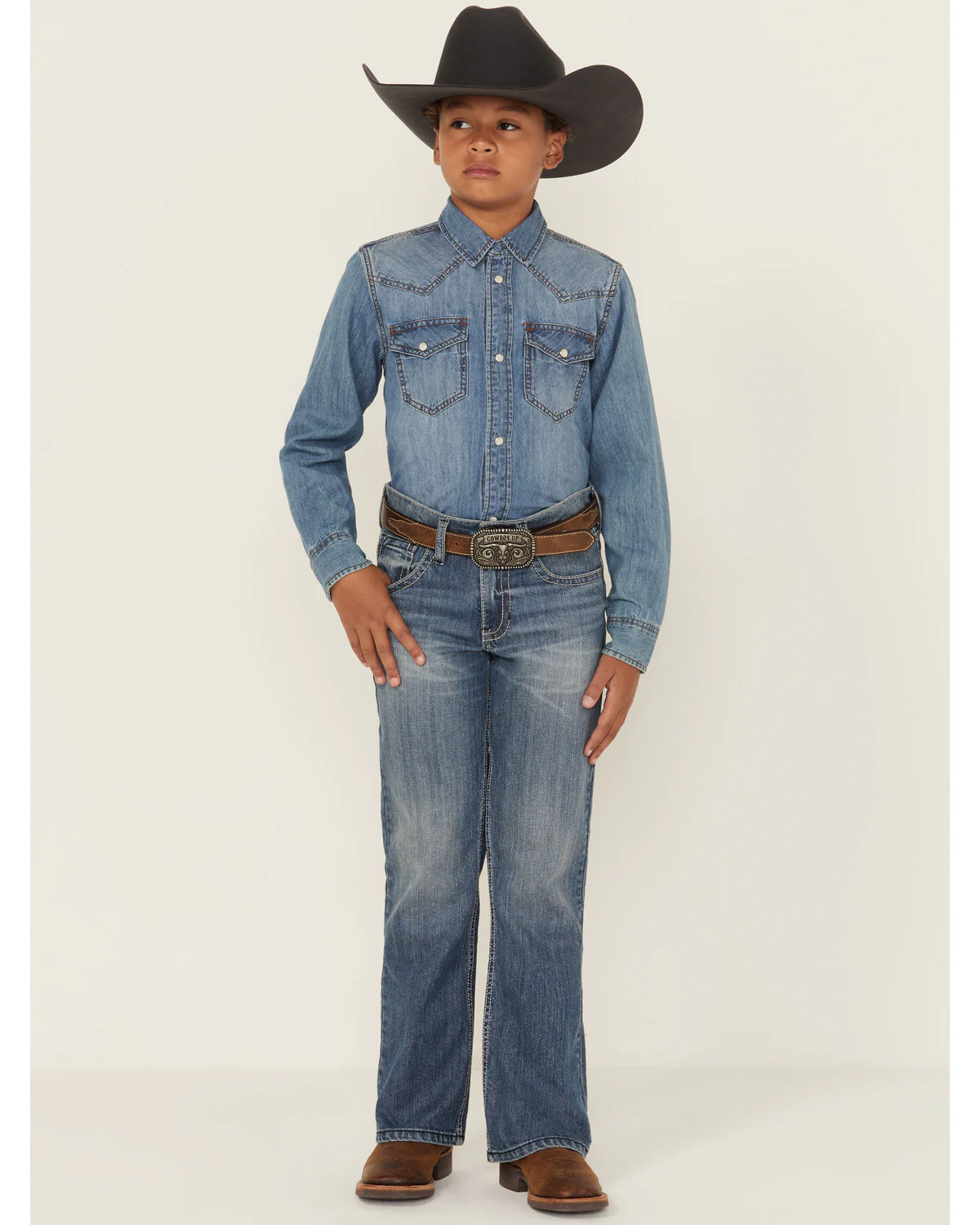 Cody James Boys' Newman Medium Wash Relaxed Bootcut Comfort Stretch Denim Jeans