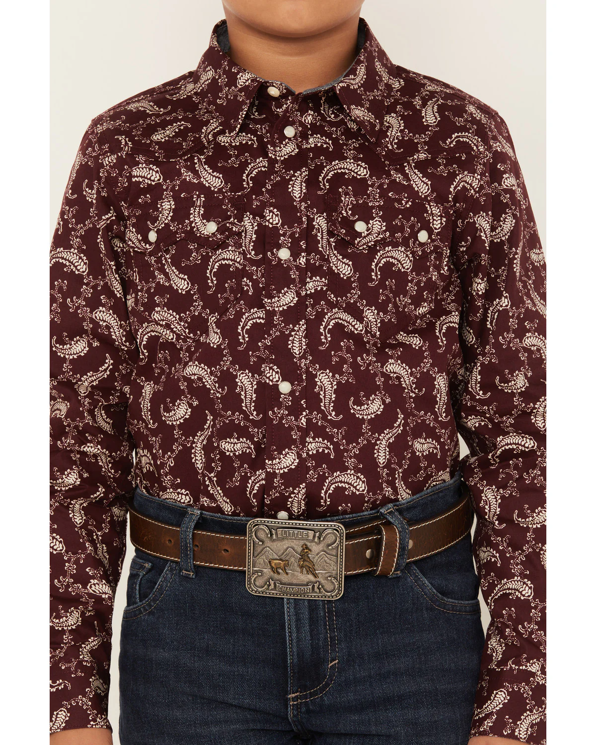 Cody James Boys' Paisley Print Long Sleeve Snap Western Shirt - Image 3