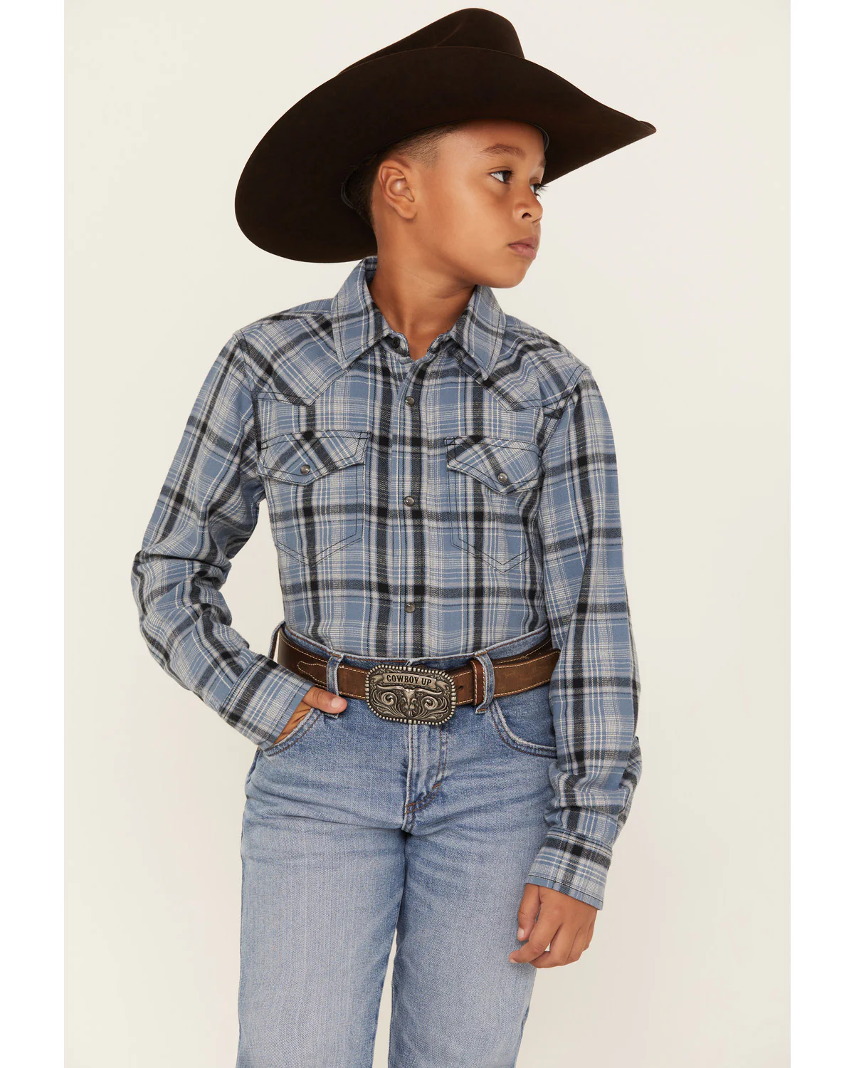Cody James Boys' Plaid Print Long Sleeve Snap Western Flannel Shirt - Image 2