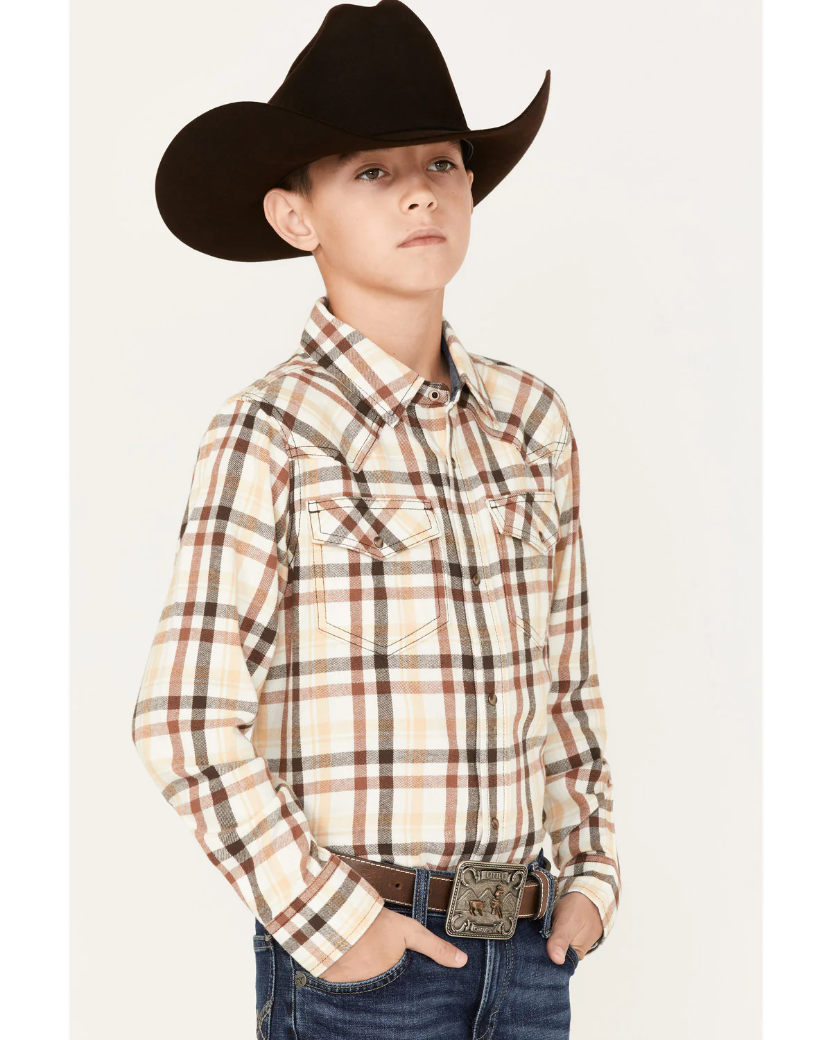 Cody James Boys' Plaid Print Long Sleeve Western Snap Flannel Shirt - Image 2