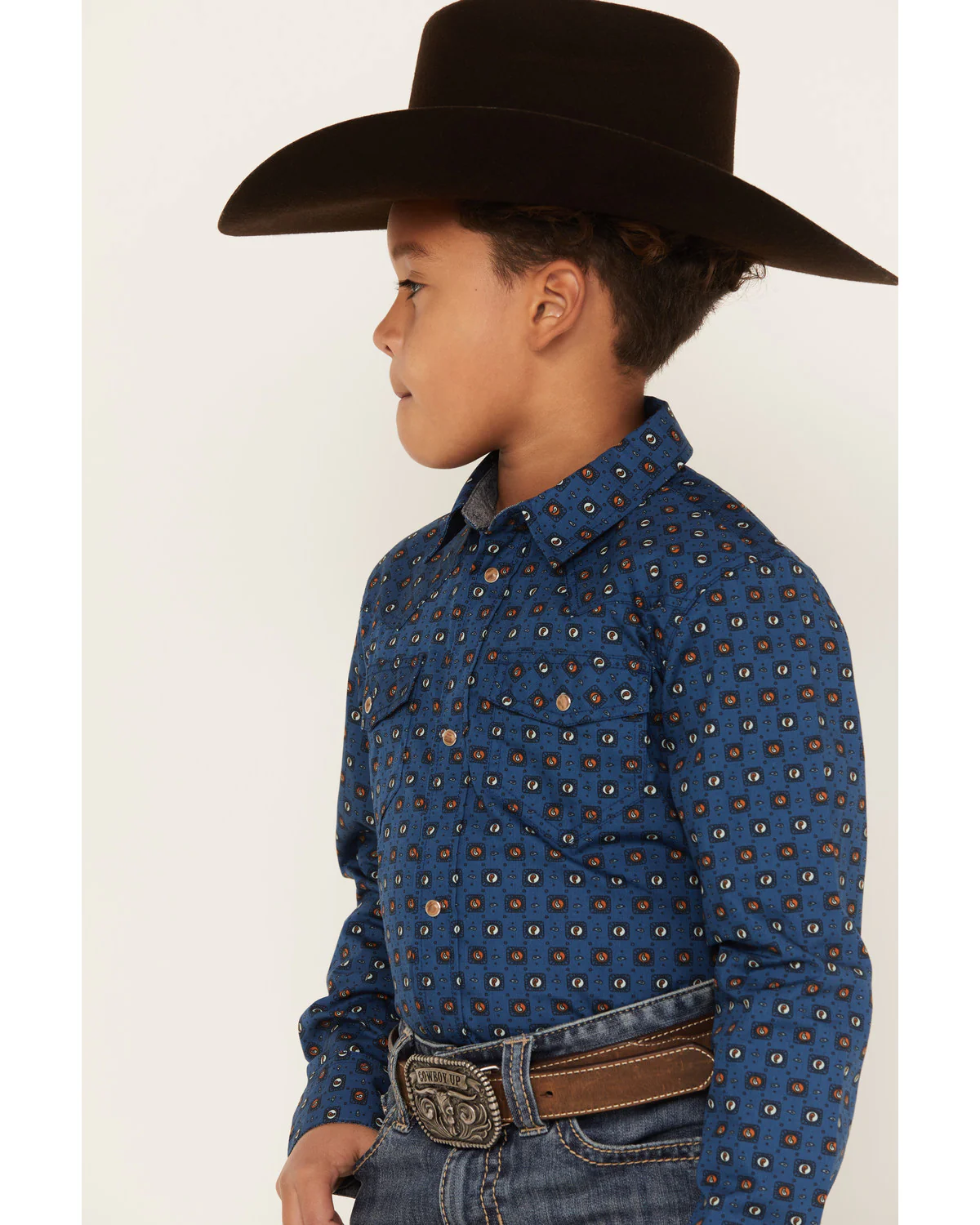 Cody James Boys' Prime Time Geo Print Long Sleeve Western Snap Shirt - Image 2