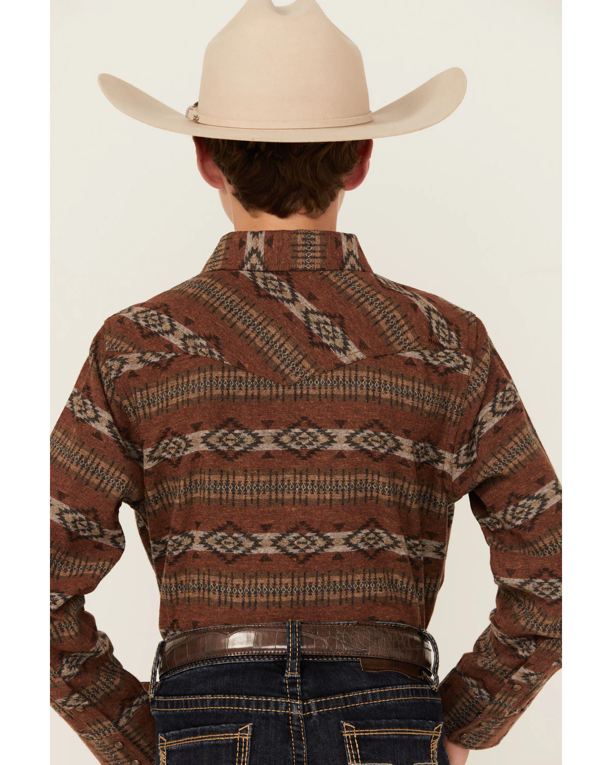 Cody James Boys' Resource Southwestern Print Long Sleeve Snap Flannel Shirt - Image 4