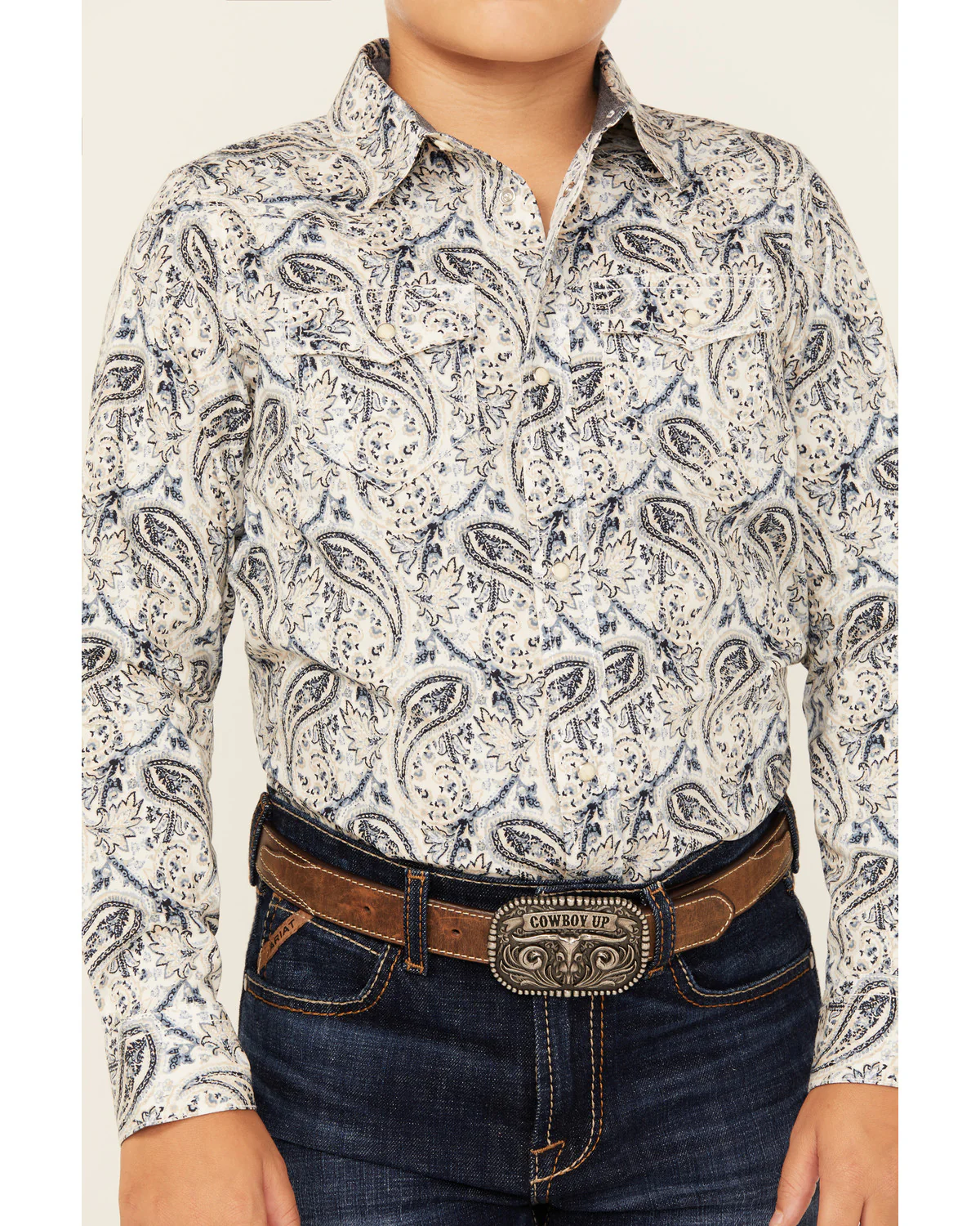 Cody James Boys' Rodeo Runway Paisley Print Long Sleeve Snap Western Shirt - Image 3