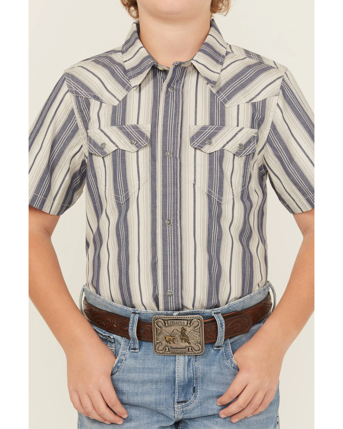 Cody James Boys' Roman Striped Short Sleeve Snap Western Shirt - Image 2
