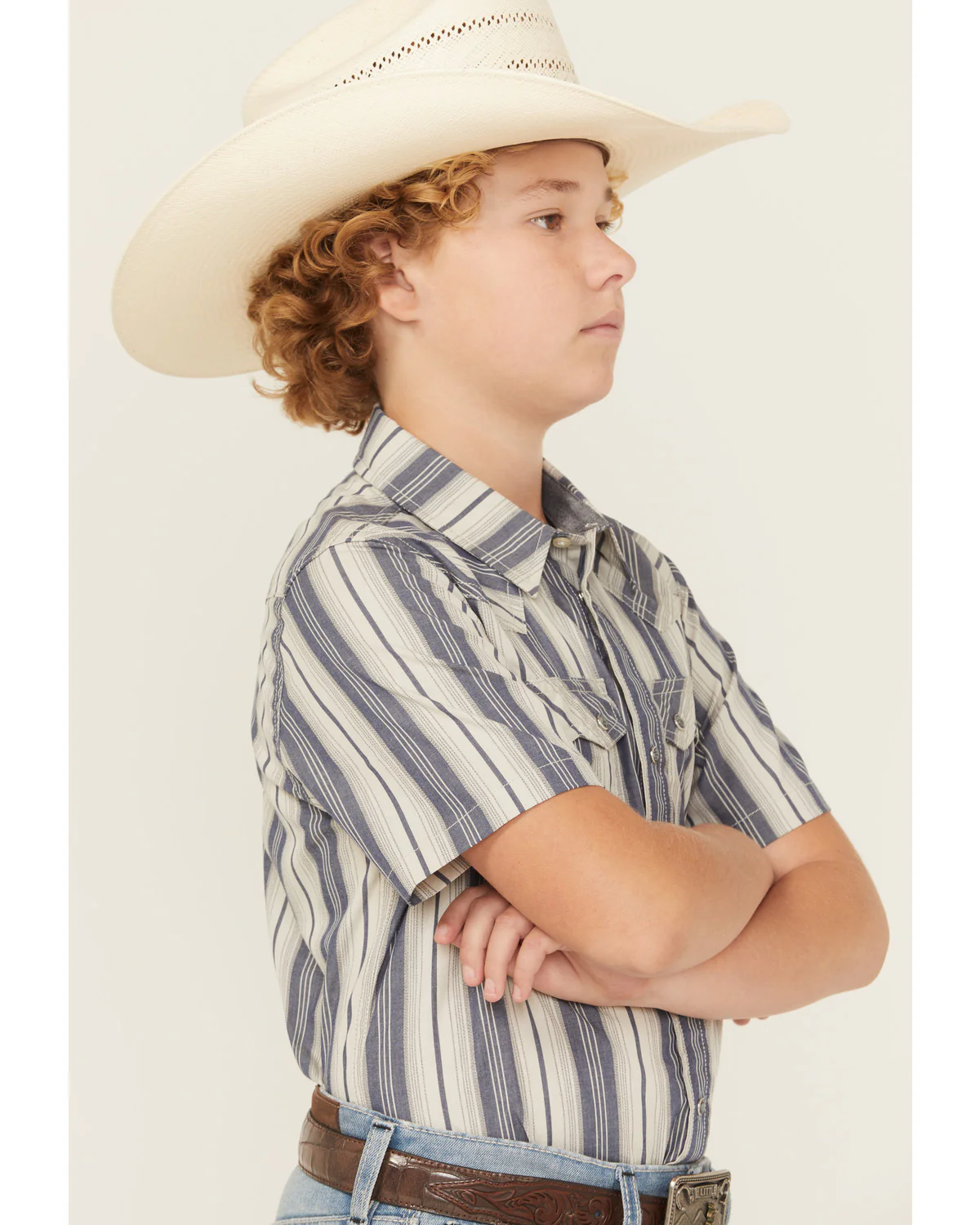 Cody James Boys' Roman Striped Short Sleeve Snap Western Shirt - Image 3