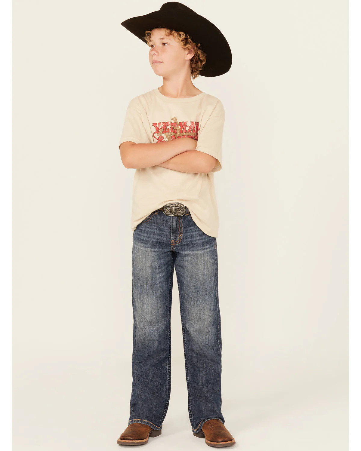 Cody James Boys' Wolfstooth Medium Wash Relaxed Bootcut Stretch Denim Jeans