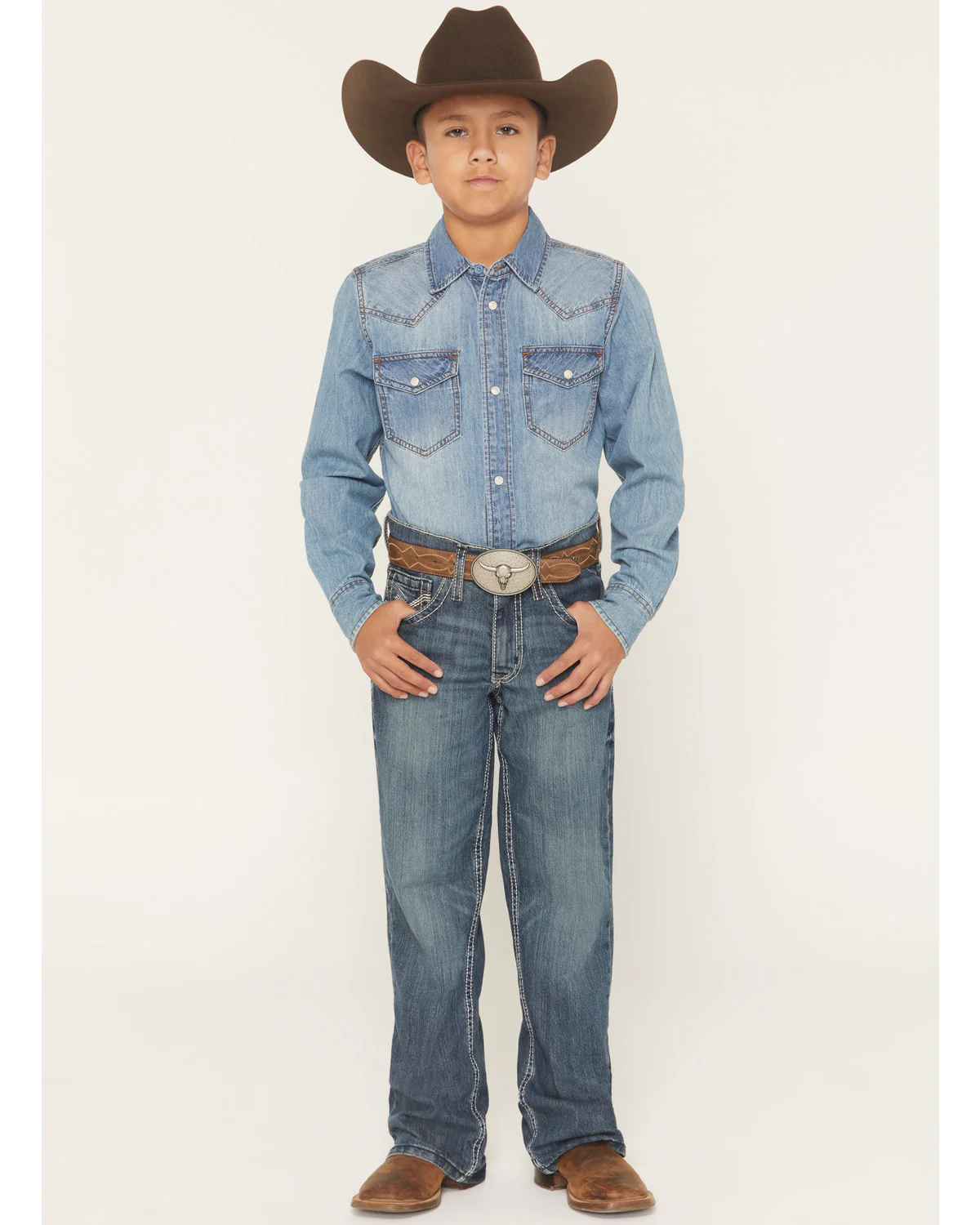 Cody James Little Boys' Grullo Medium Wash Relaxed Bootcut Comfort Stretch Denim Jeans