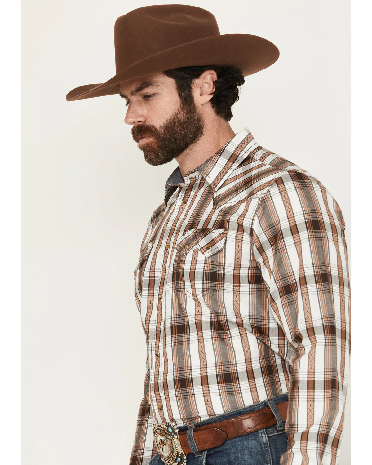 Cody James Men' Rodeo Plaid Print Long Sleeve Snap Western Shirt - Image 2