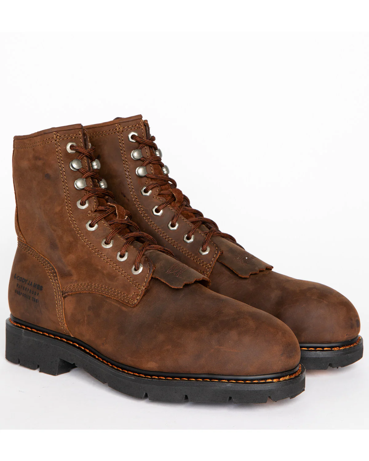 Cody James Men's 8" Mustang Lace-Up Kiltie Waterproof Work Boots - Composite Toe