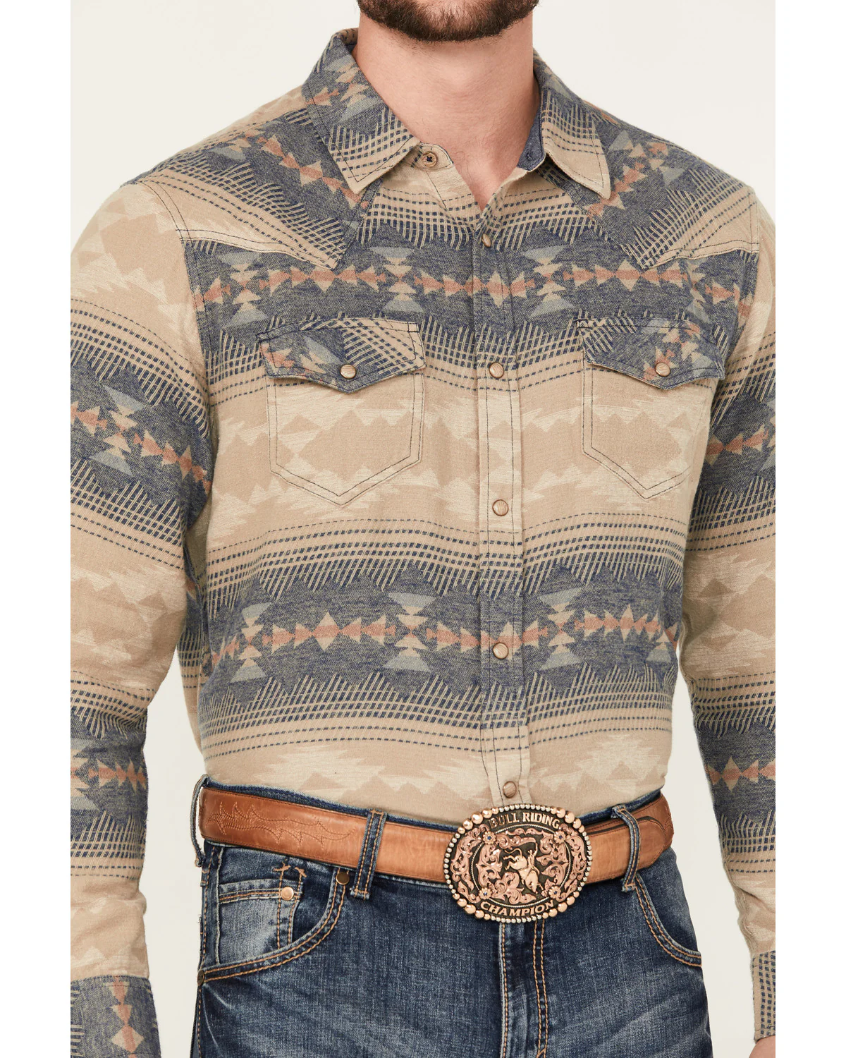 Cody James Men's Arrow Bear Southwestern Print Long Sleeve Snap Western Shirt - Big - Image 3