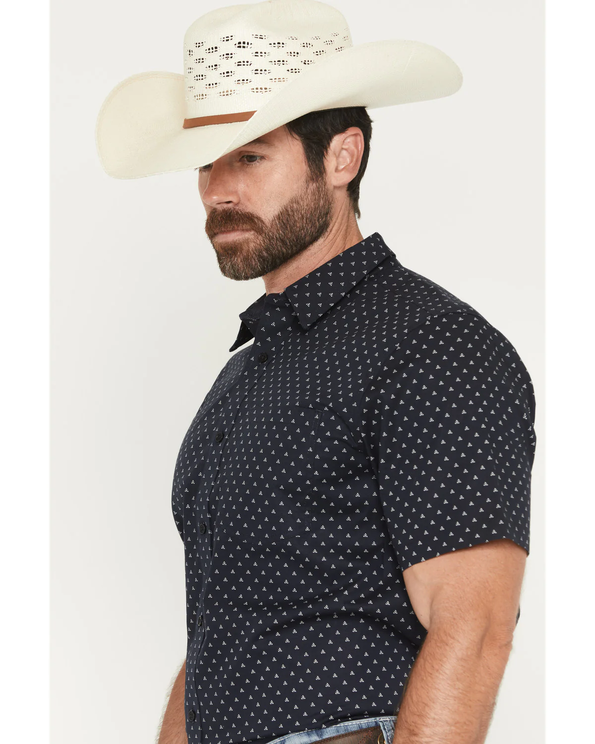 Cody James Men's Barrel Rider Geo Print Short Sleeve Button-Down Stretch Western Shirt - Image 2