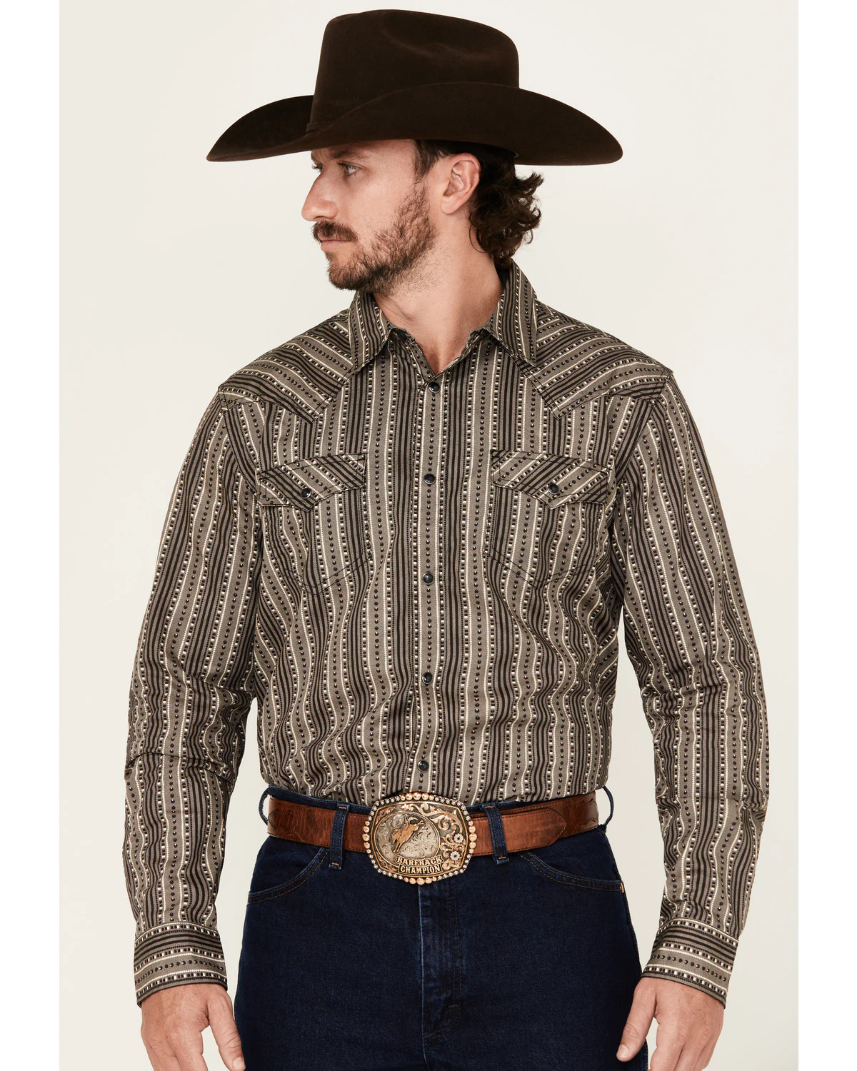 Cody James Men's Bartlett Geo Striped Long Sleeve Snap Western Shirt