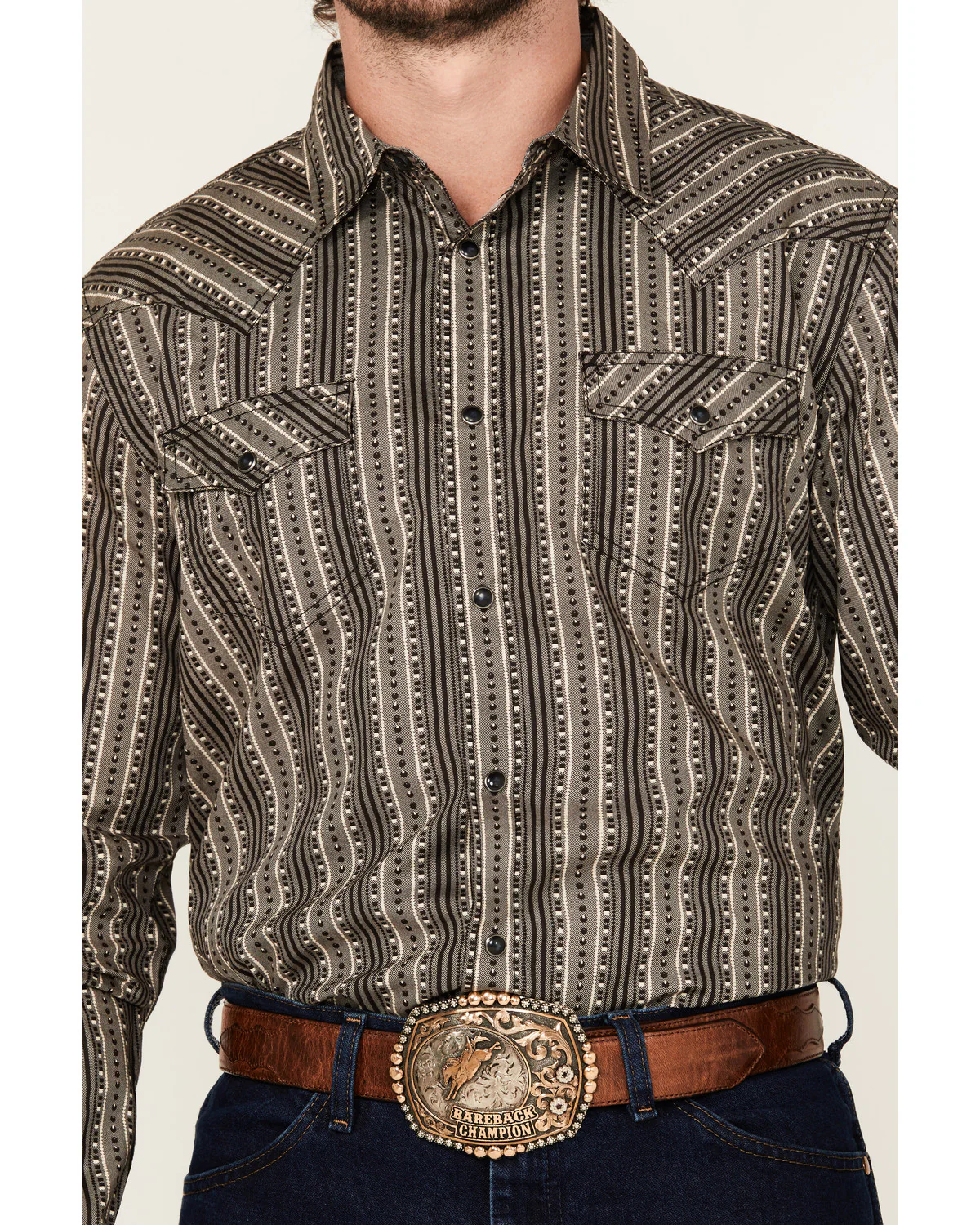 Cody James Men's Bartlett Geo Striped Long Sleeve Snap Western Shirt - Image 3