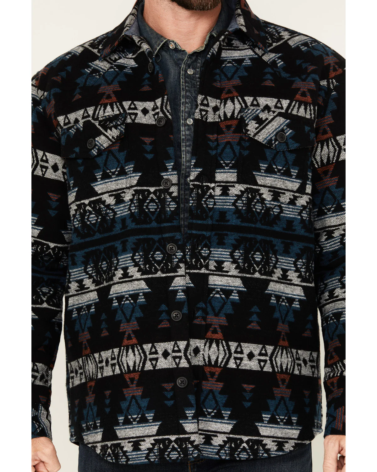 Cody James Men's Beacon Southwestern Print Sherpa Lined Flannel Shirt Jacket - Image 3