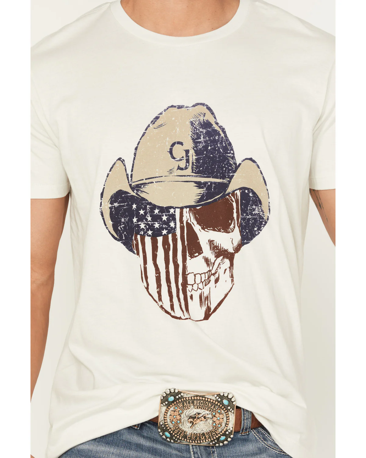 Cody James Men's Best Friend Americana Skull Short Sleeve Graphic T-Shirt - Image 3