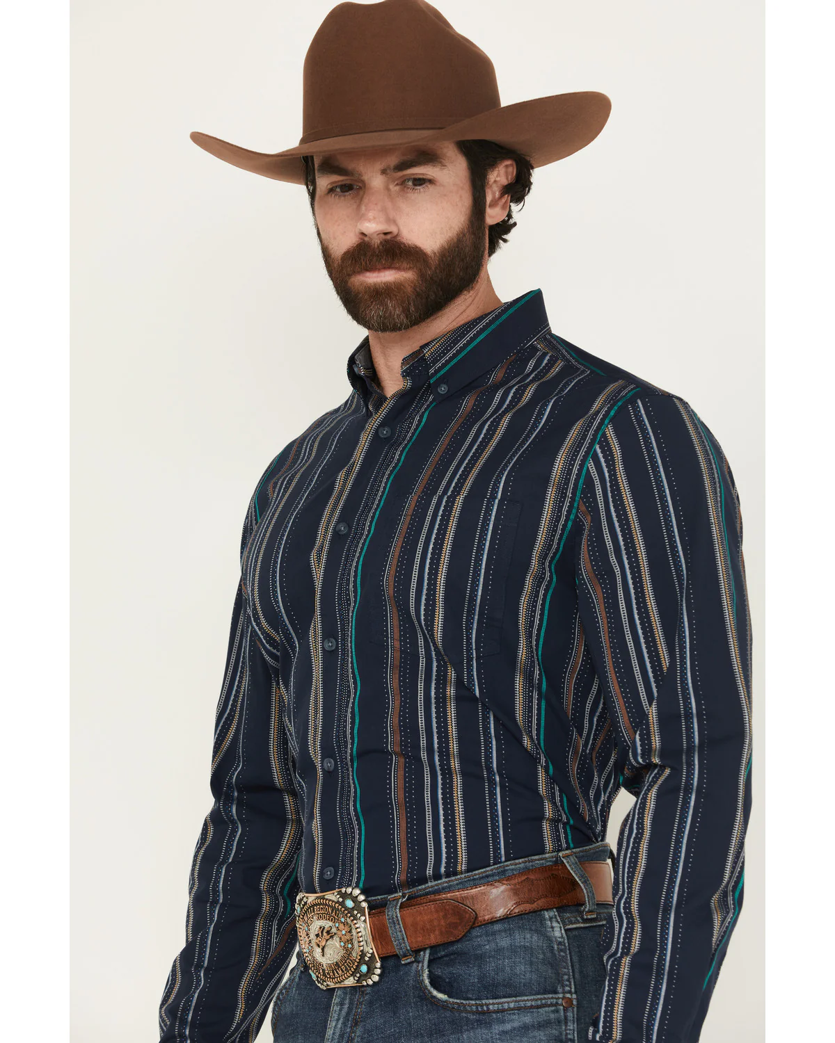 Cody James Men's Blake Striped Long Sleeve Button-Down Stretch Western Shirt - Image 2