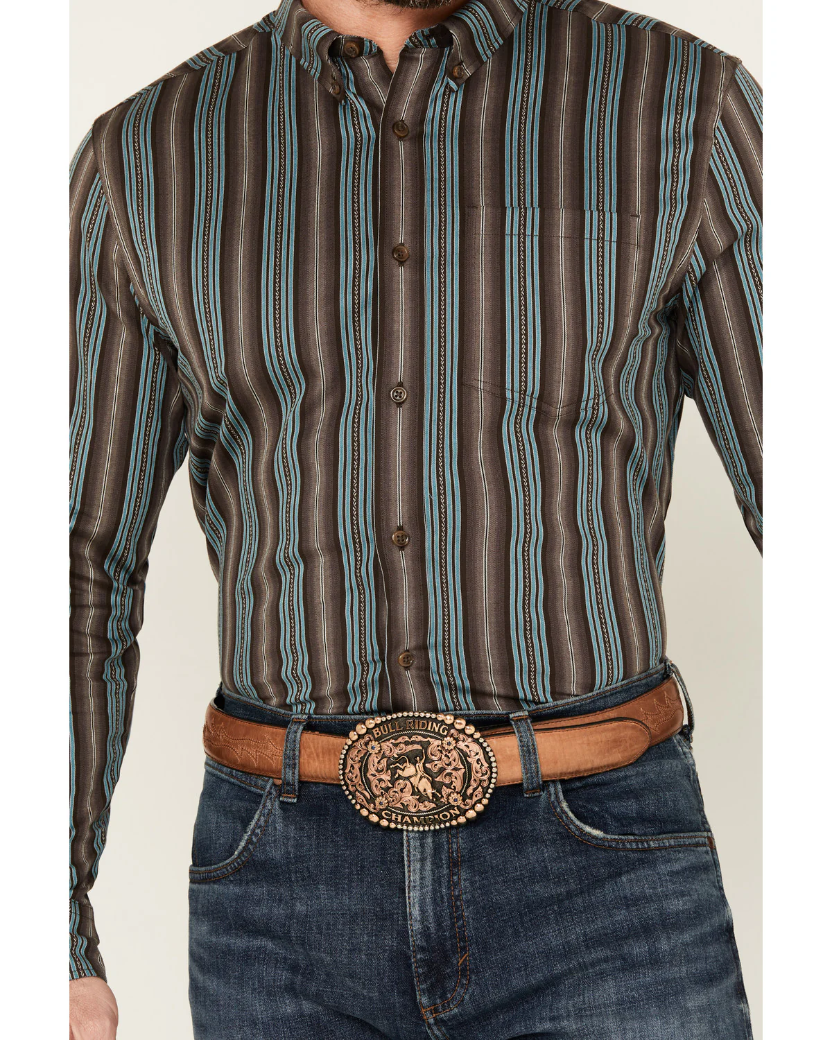 Cody James Men's Boa Dobby Striped Print Long Sleeve Button-Down Stretch Western Shirt - Image 2
