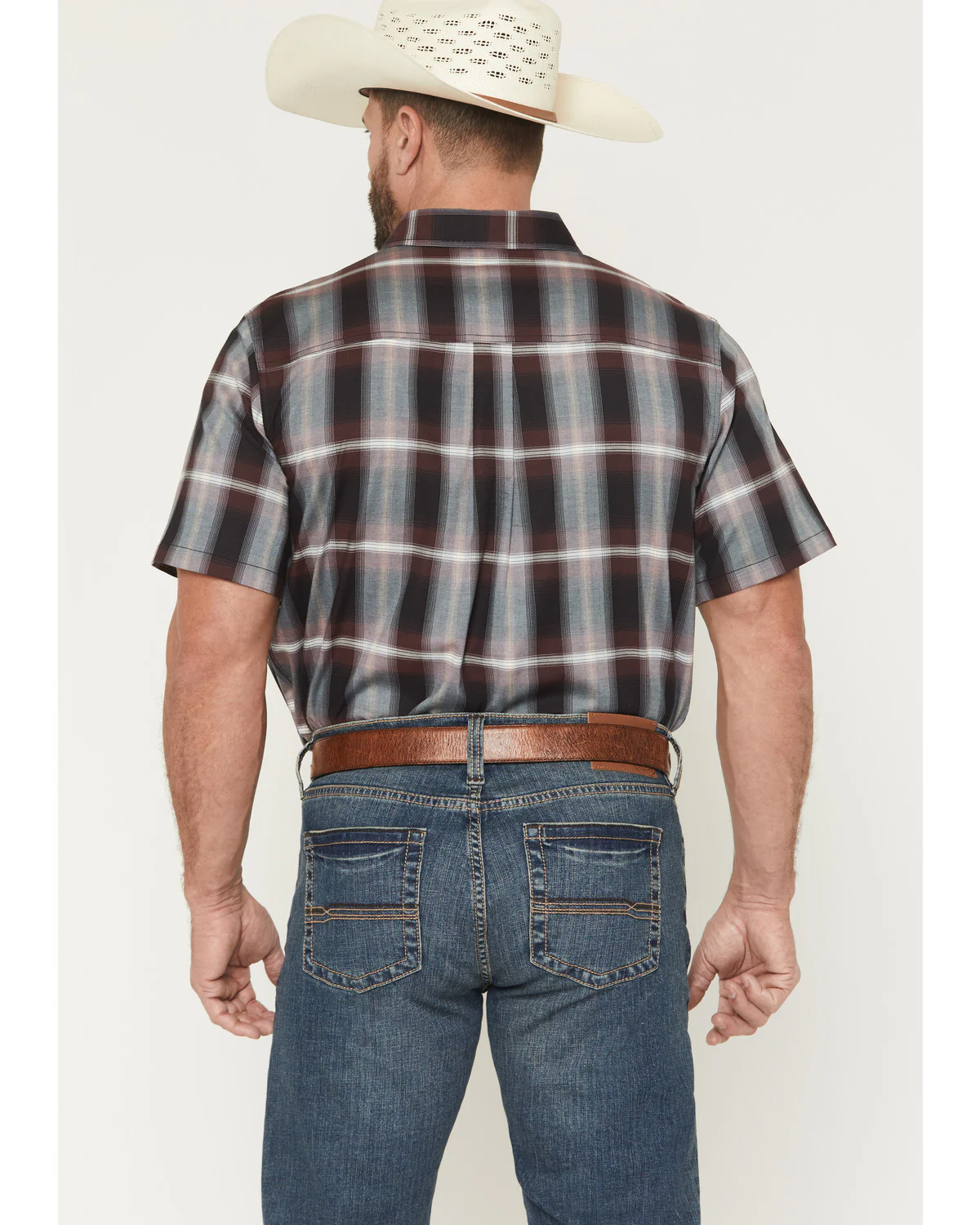 Cody James Men's Bowen Plaid Print Short Sleeve Button-Down Stretch Western Shirt - Image 4