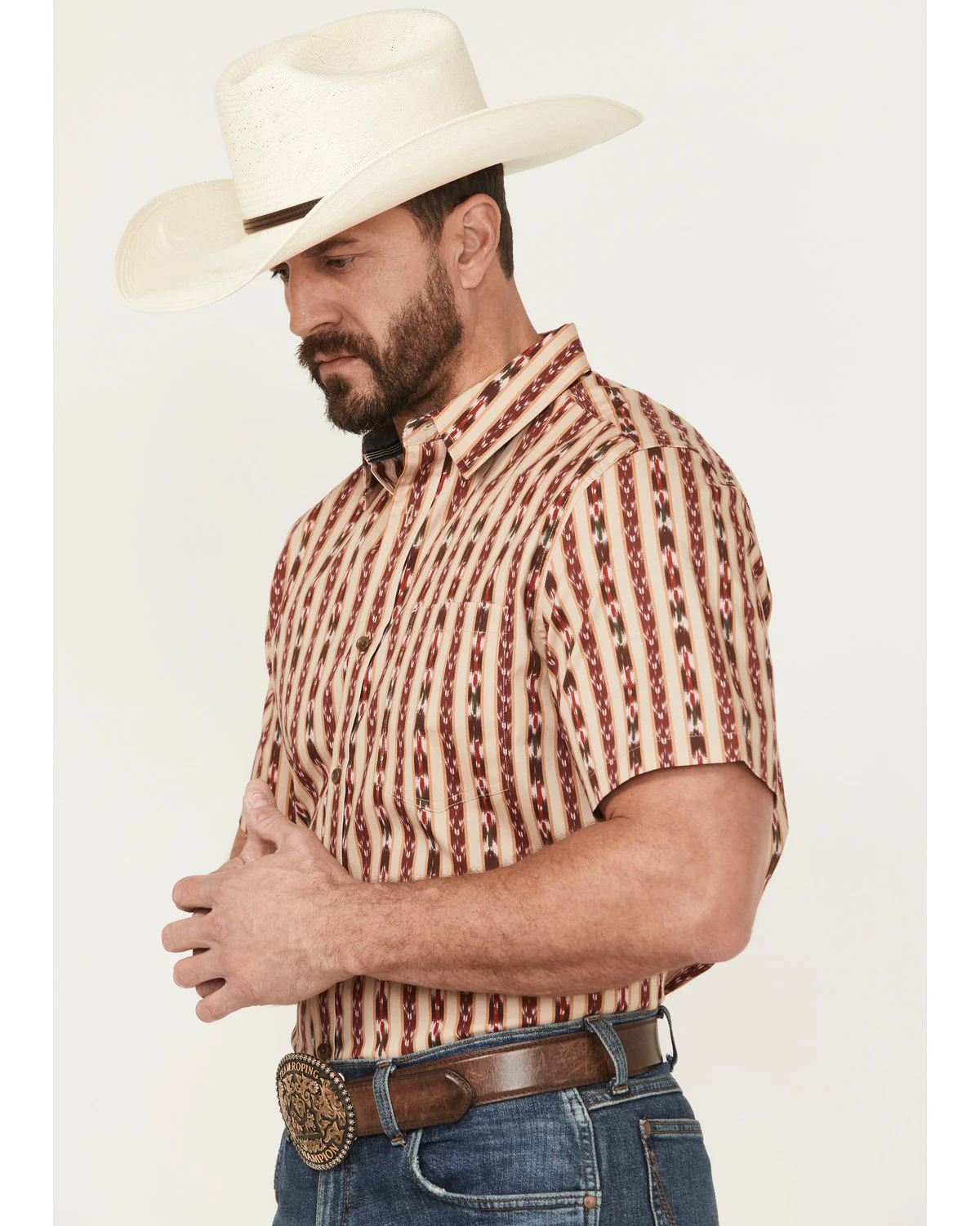 Cody James Men's Bridgestone Southwestern Striped Short Sleeve Button-Down Stretch Western Shirt - Image 2