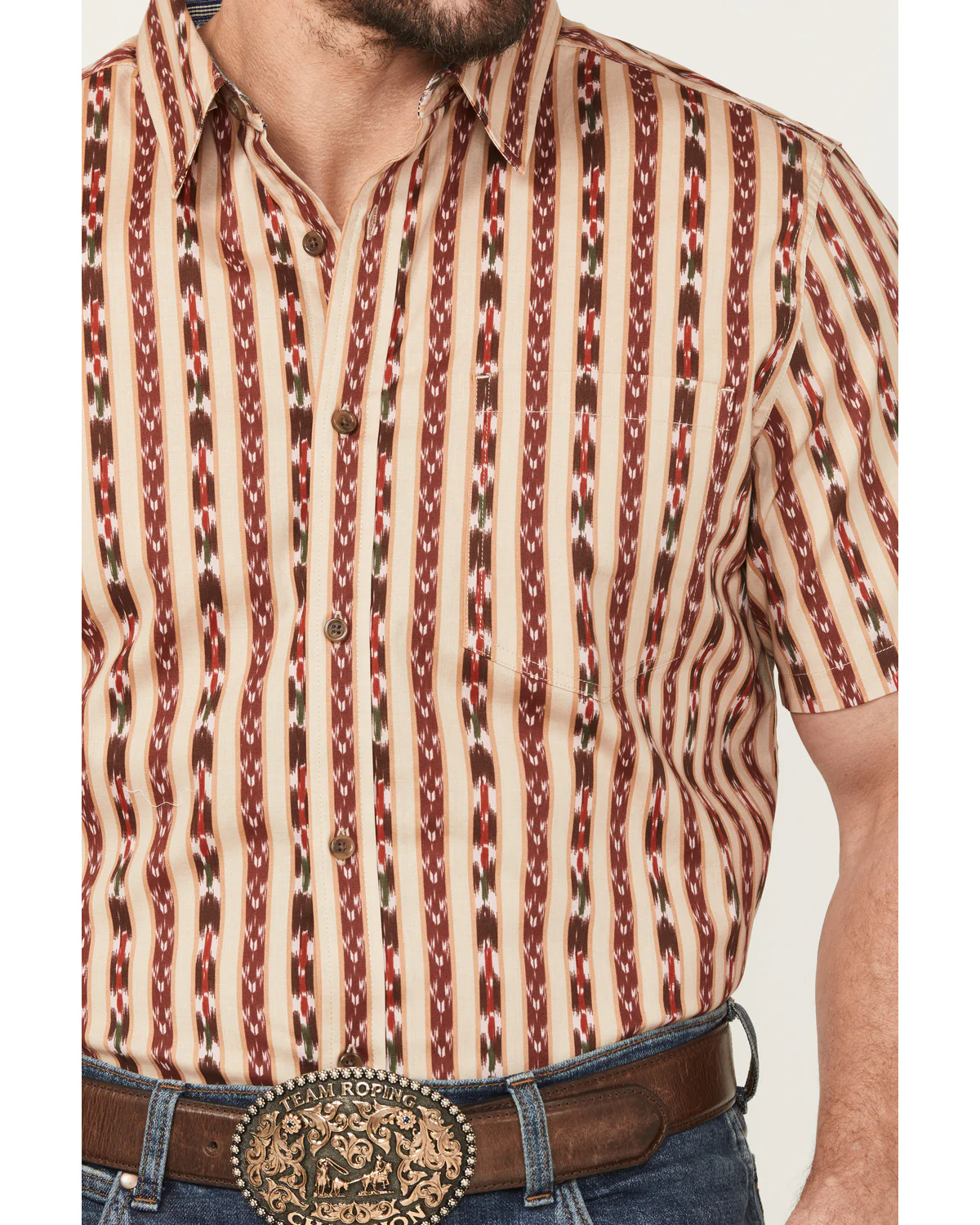Cody James Men's Bridgestone Southwestern Striped Short Sleeve Button-Down Stretch Western Shirt - Image 3