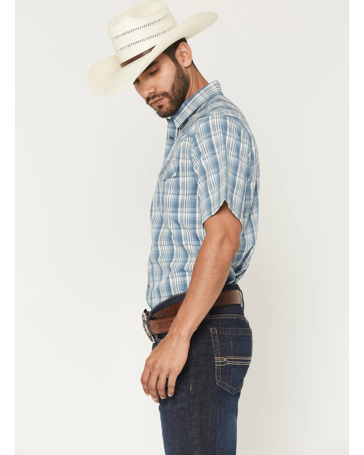Cody James Men's Briggs Plaid Print Short Sleeve Snap Western Shirt - Image 2