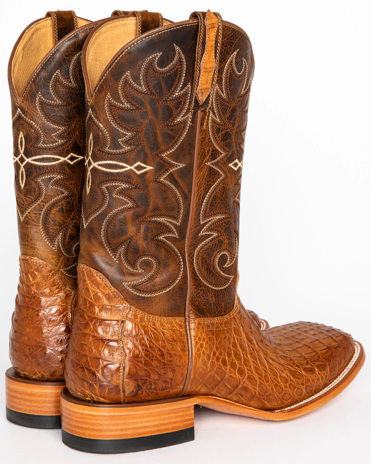 Cody James Men's Burnished Caiman Exotic Boots - Broad Square Toe - Image 8