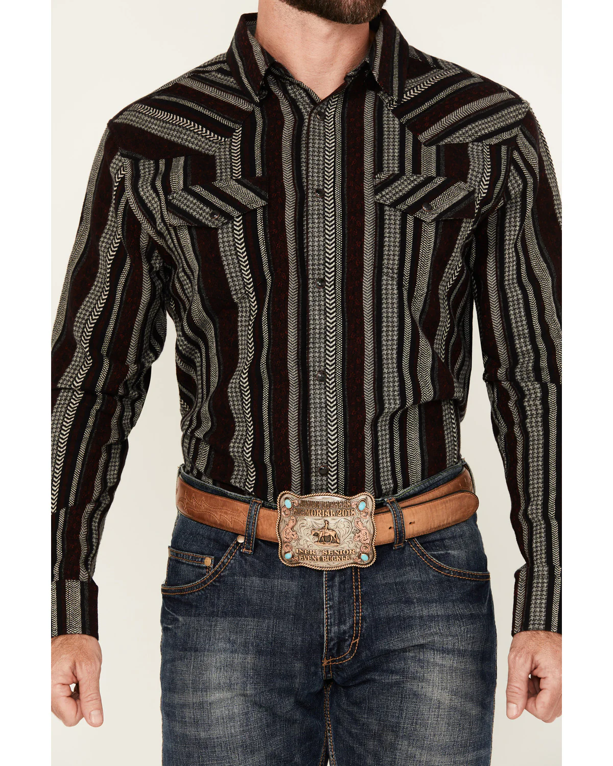 Cody James Men's Caspian Serape Striped Long Sleeve Snap Western Shirt - Image 2