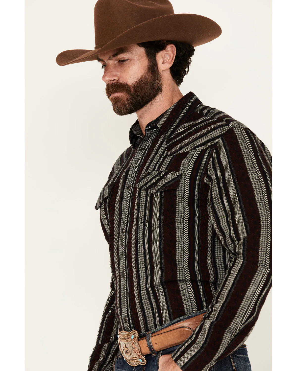 Cody James Men's Caspian Serape Striped Long Sleeve Snap Western Shirt - Image 3
