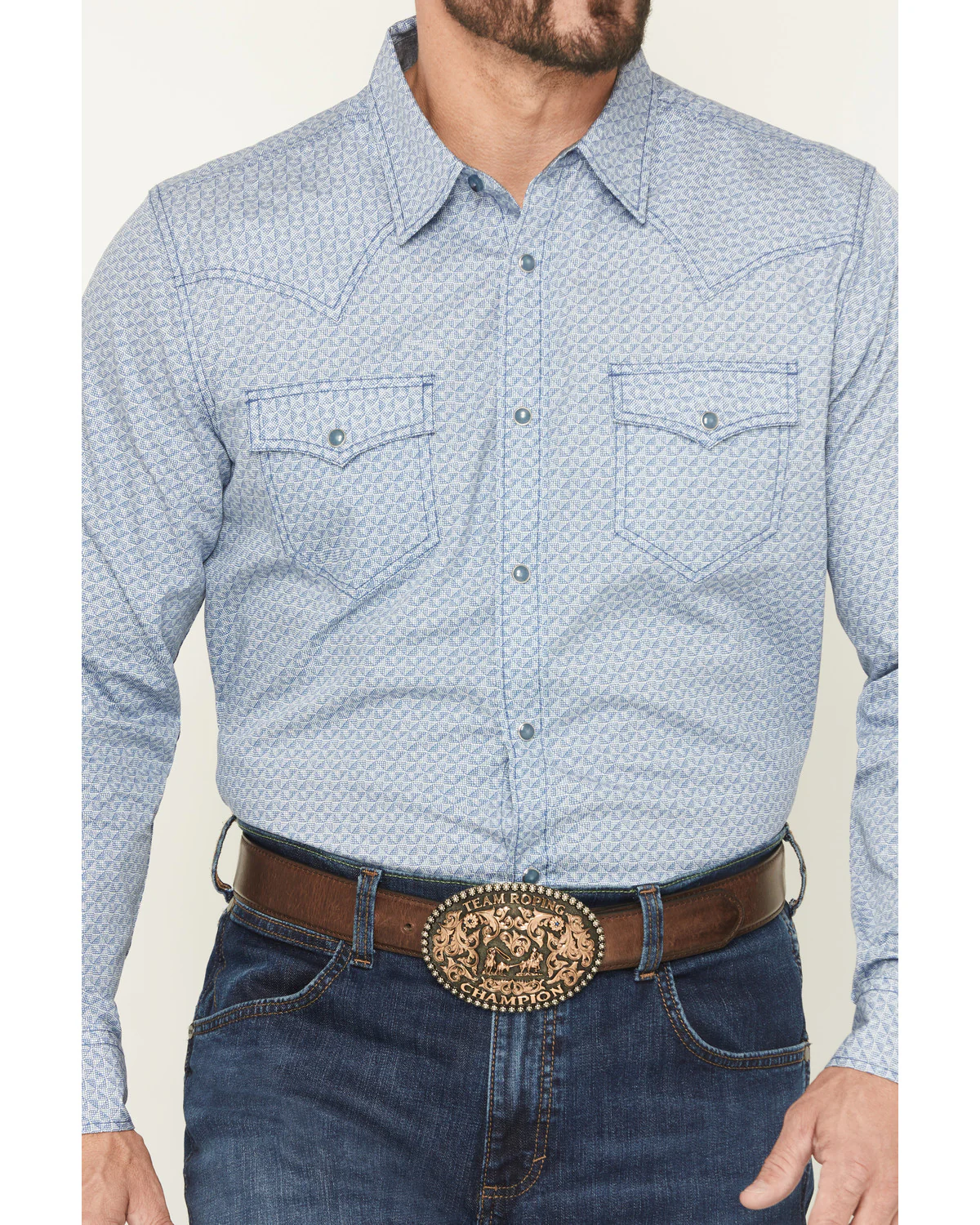 Cody James Men's Coastal Cowboy Micro Geo Print Long Sleeve Snap Western Shirt - Image 3