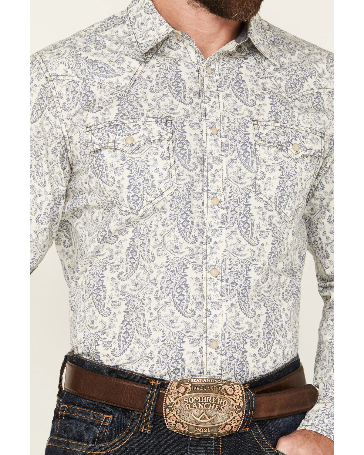 Cody James Men's Dagget Paisley Print Long Sleeve Snap Western Shirt - Big - Image 3