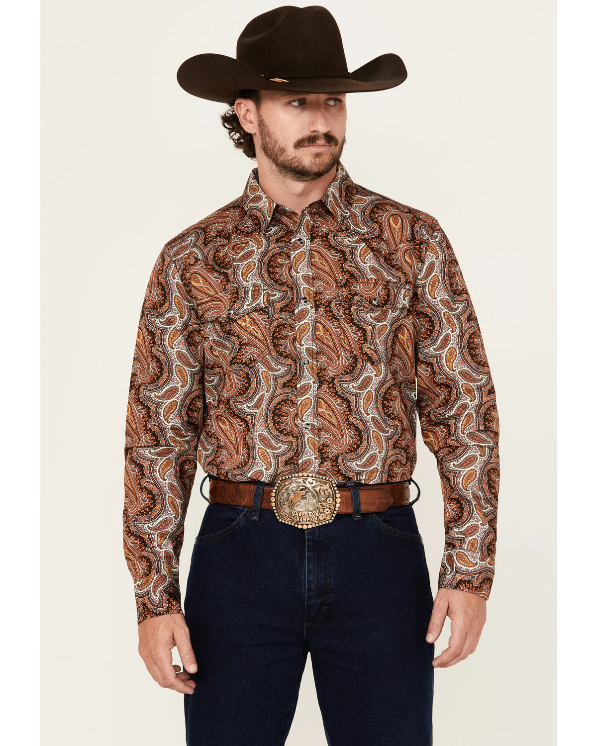 Cody James Men's Dennis Paisley Print Long Sleeve Snap Western Shirt