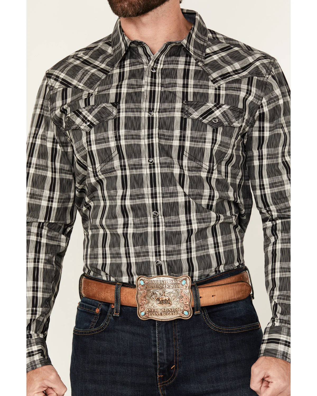 Cody James Men's Denton Plaid Print Long Sleeve Snap Western Shirt - Image 3