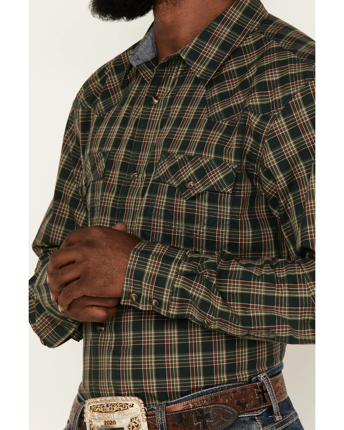 Cody James Men's Douglas Fir Plaid Print Long Sleeve Snap Western Shirt - Image 3