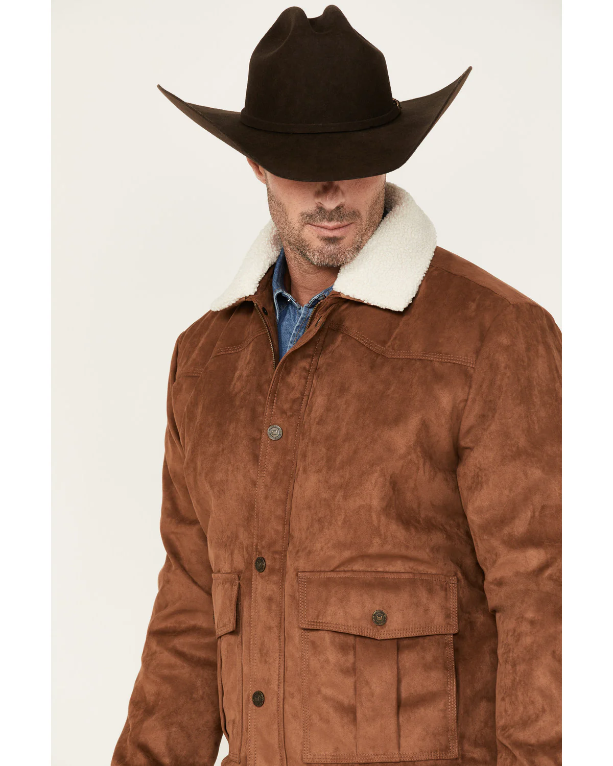 Cody James Men's Edward Faux Suede Sherpa Collar Bomber Jacket - Image 2