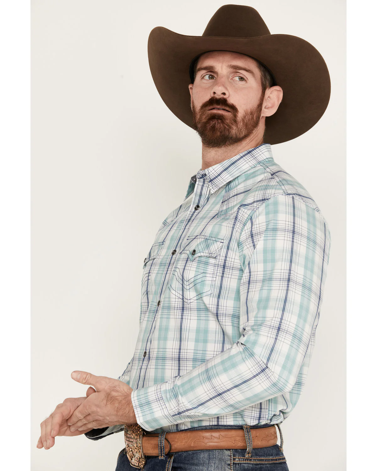 Cody James Men's Ely Plaid Print Long Sleeve Western Snap Shirt - Image 2