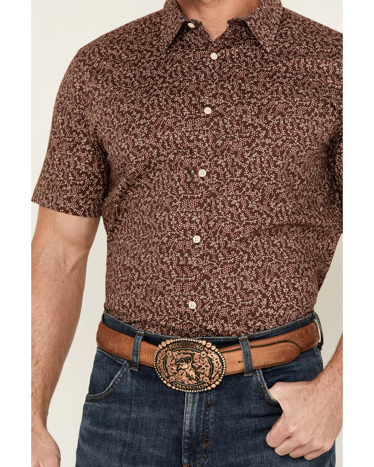 Cody James Men's Festive Floral Short Sleeve Button-Down Stretch Western Shirt - Image 3